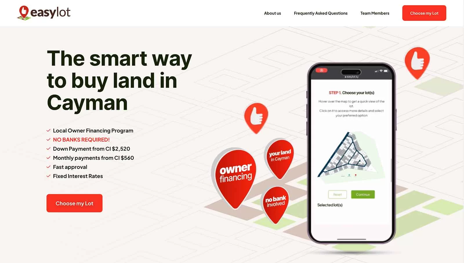 Easy Lot Cayman website by TocToc Marketing