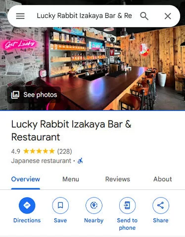 Orlando Lucky Rabbit Izakaya interior: bar & restaurant.