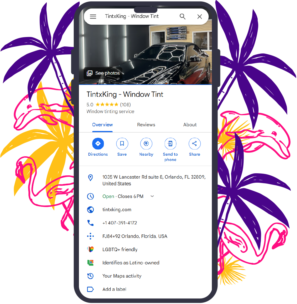 TintxKing Orlando window tinting. 5-star reviews. Contact info & location.