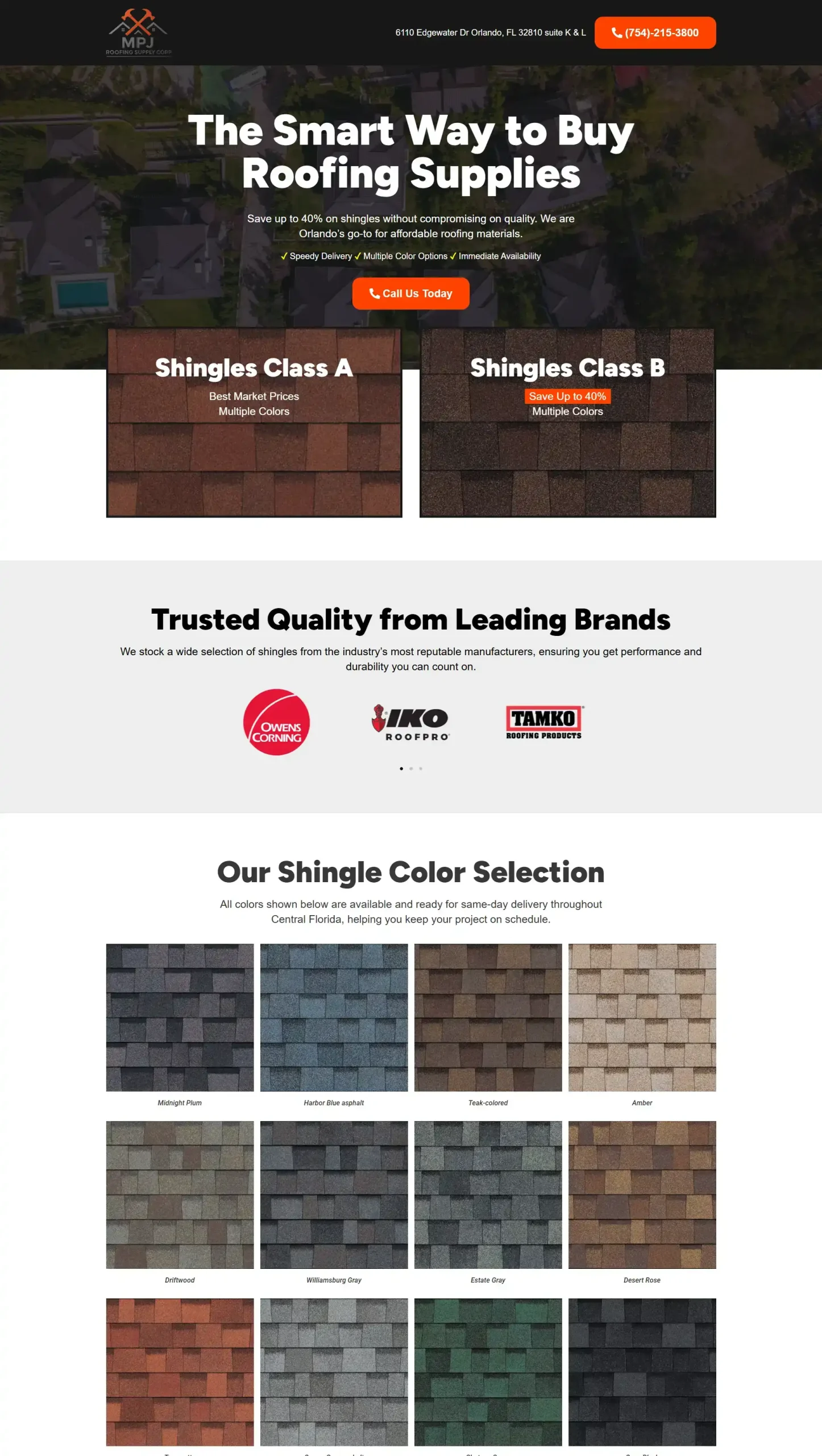 Construction and Roofing Supply Website Design with Product Catalog - MPJ Roofing
