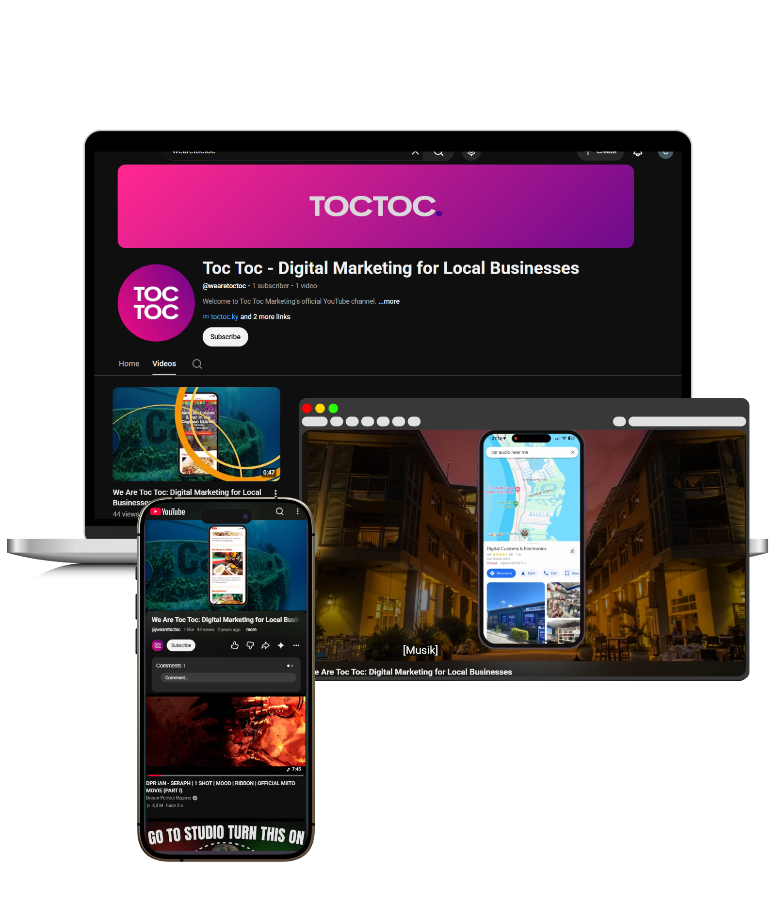 Branded YouTube Channel Setup — real websites built by TocToc