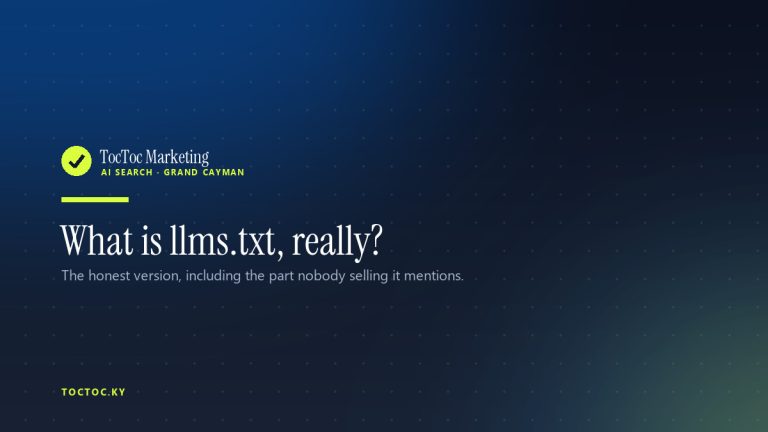What is llms.txt, really? — TocToc Marketing, Grand Cayman