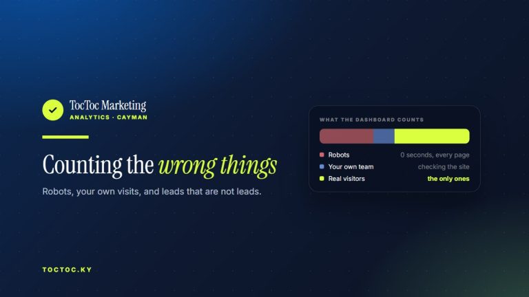 An analytics bar split into robots, your own team and real visitors