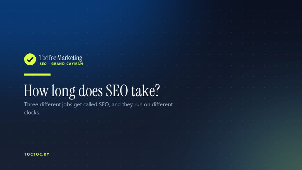 How long SEO takes in the Cayman Islands, explained by TocToc Marketing